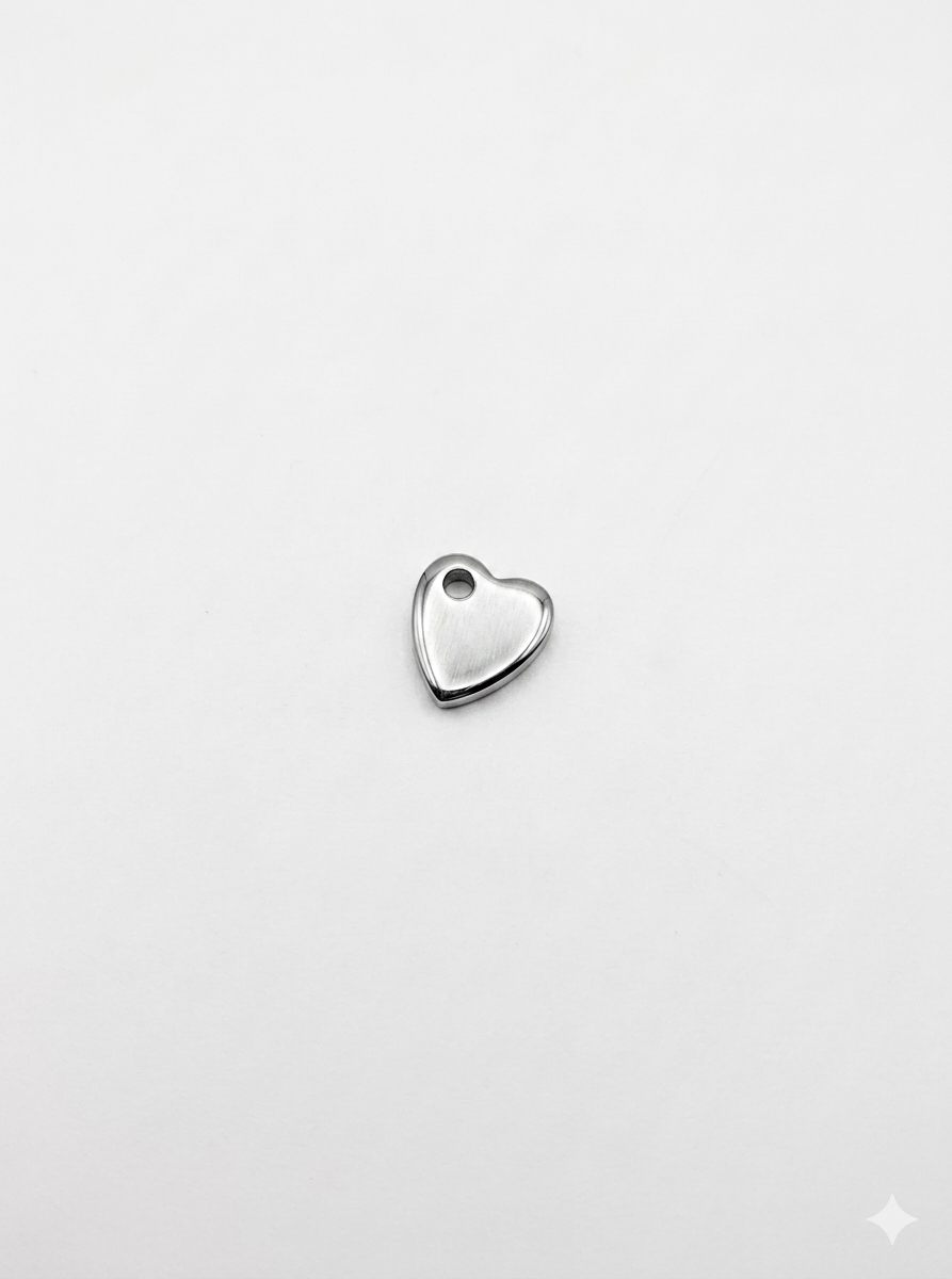 CHARM PLÄTTCHEN HERZ EDELSTAHL