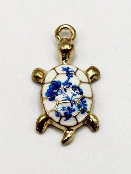 CHARM SCHILDKRÖTE BUNT EDELSTAHL VERGOLDET