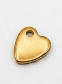 CHARM PLÄTTCHEN HERZ EDELSTAHL VERGOLDET