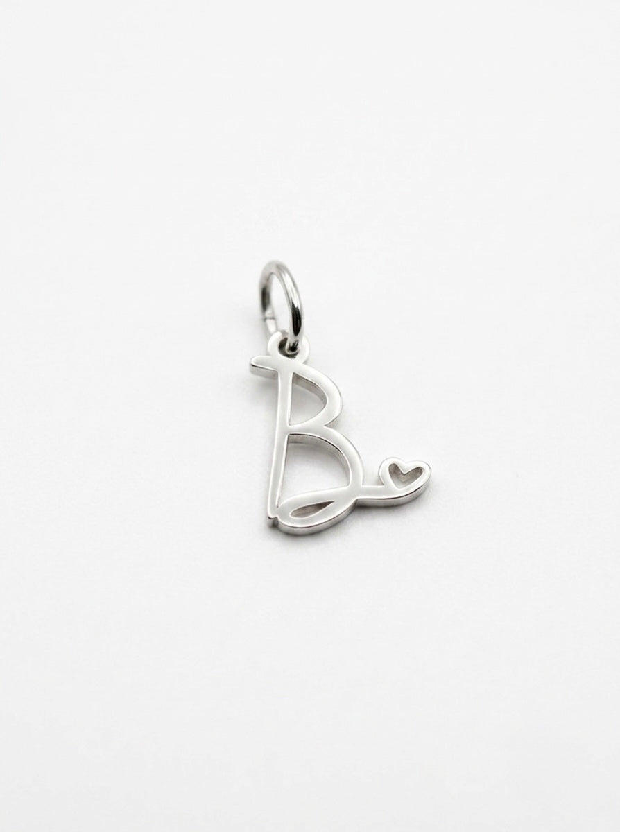 CHARM BUCHSTABE HERZ EDELSTAHL