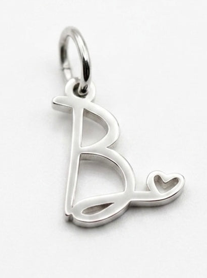 CHARM BUCHSTABE HERZ EDELSTAHL