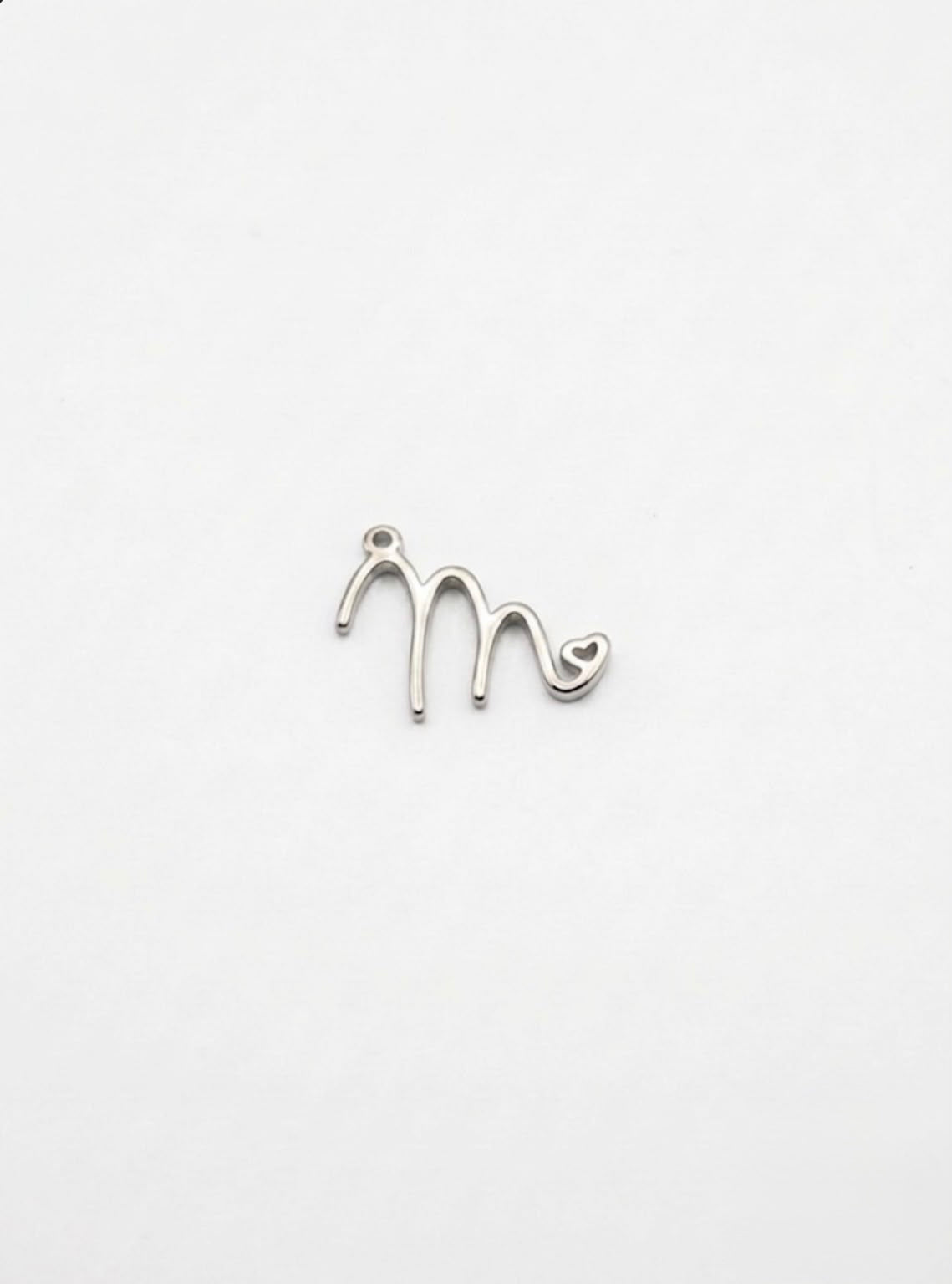 CHARM BUCHSTABE HERZ EDELSTAHL