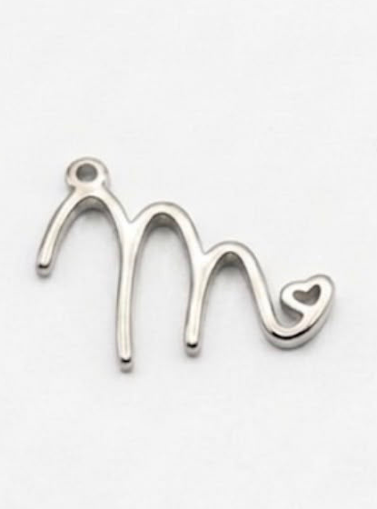 CHARM BUCHSTABE HERZ EDELSTAHL